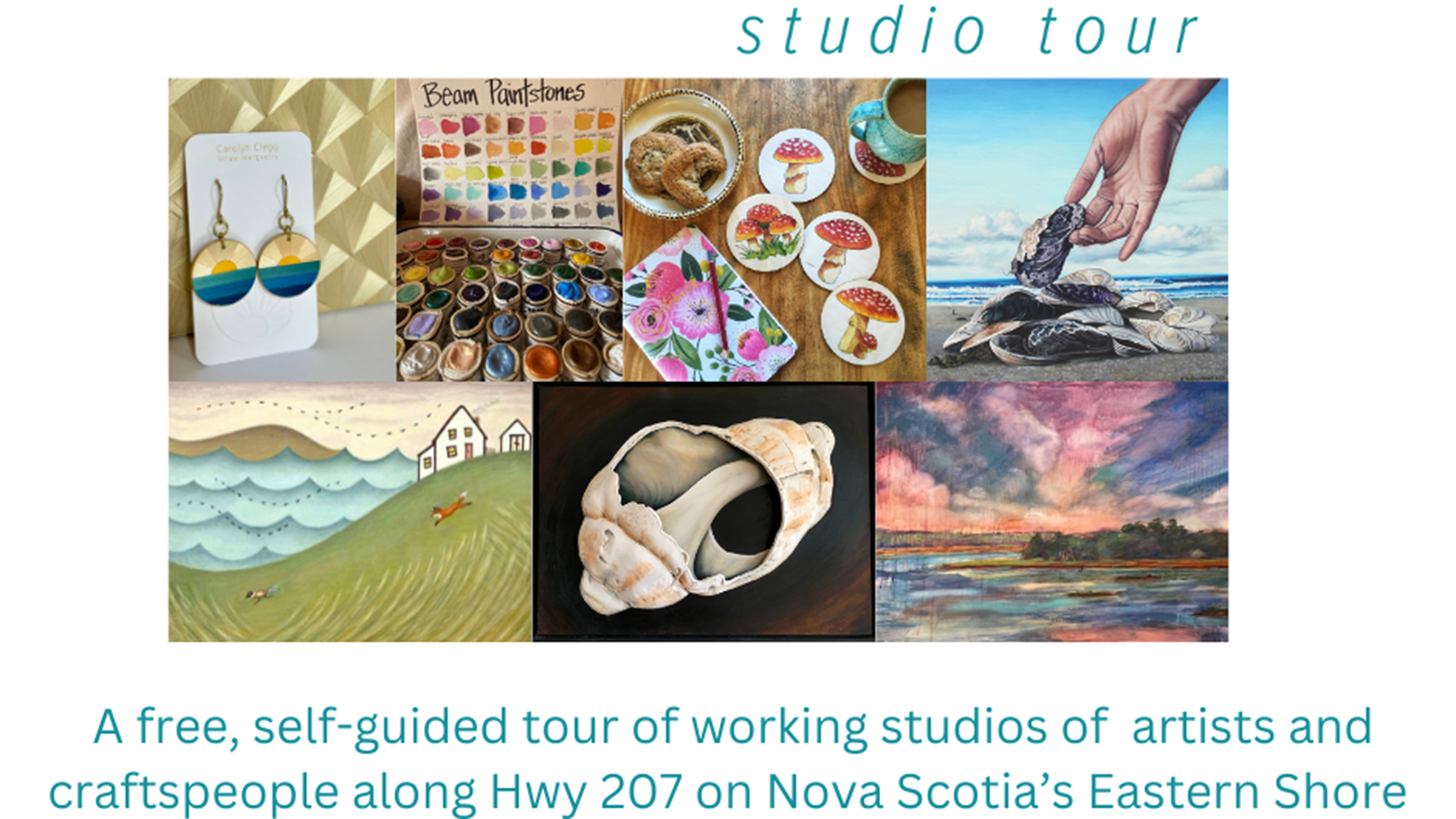 A collection of photos showcasing the art from various artists and artisans along the Eastern Shore Studio Tour