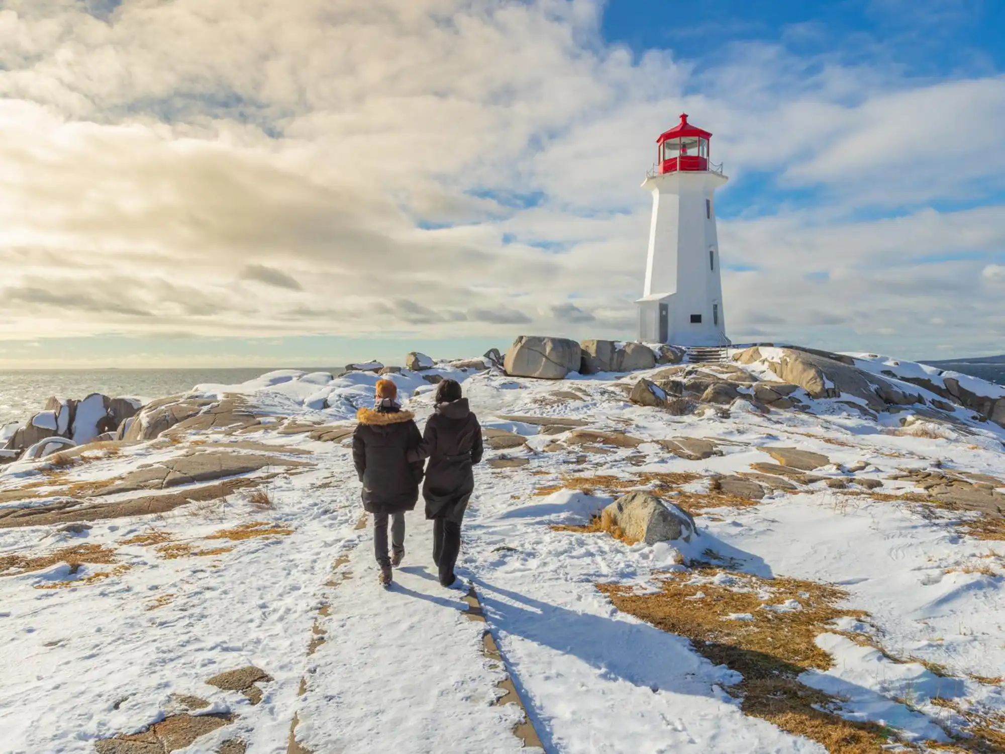 Peggy's Cove lighthouse in winter