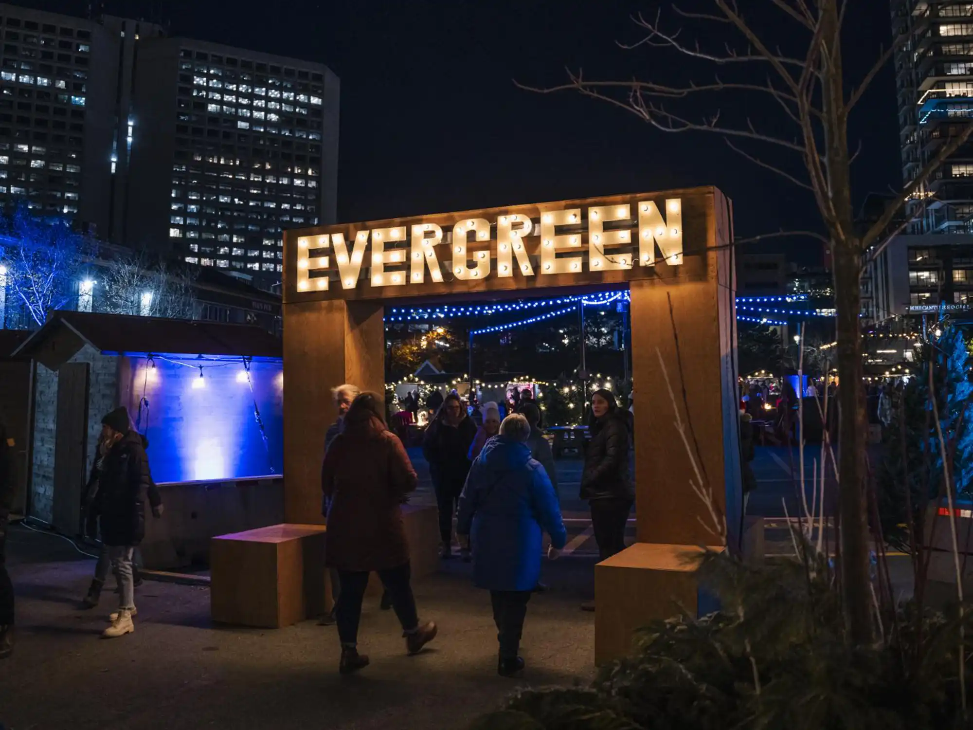Evergreen festival sign